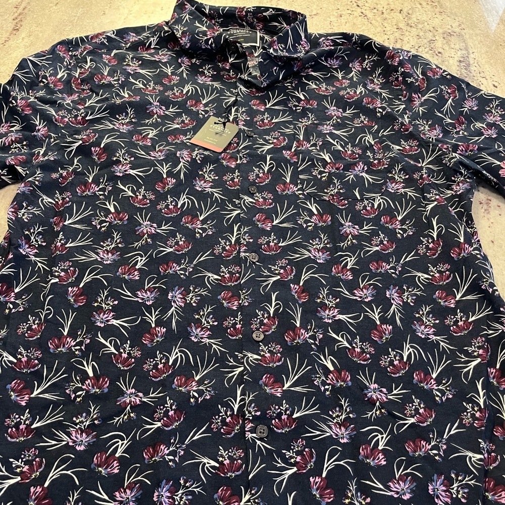 Charles Tyrwhitt Men's Slim Fit Flowered Print Blue Size XL NWT